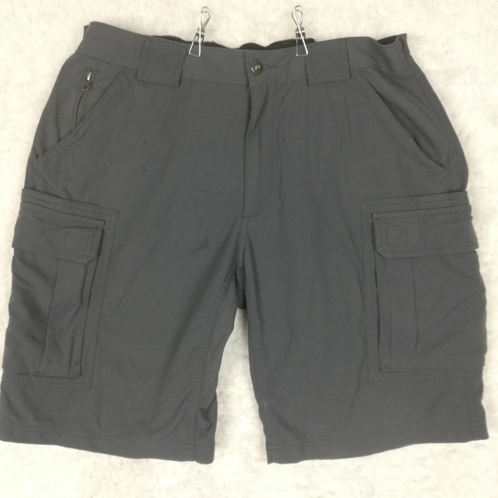 Duluth Trading Co Mens Shorts Cargo Dry On The Fly Gray Nylon Lightweight L
